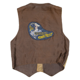 VERA PELLE Mens Biker Waistcoat Brown Faux Leather L