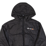 ELLESSE Cropped Womens Puffer Coat Black Hooded UK 8