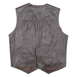 Mens Biker Waistcoat Brown Leather 90s XL