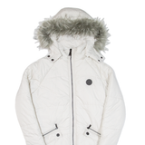 DIESEL Womens Puffer Coat White Hooded S