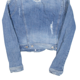 GUESS Distress Womens Denim Jacket Blue M
