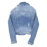 GUESS Distress Womens Denim Jacket Blue M