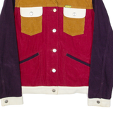WRANGLER PETER MAX Womens Corduroy Jacket Red Colourblock S