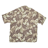 PIERRE CARDIN Leaves Mens Hawaiian Shirt Brown Crazy Pattern XL