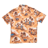 ISLANDER Palm Tree Mens Hawaiian Shirt Orange Crazy Pattern M
