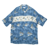 PIERRE CARDIN Mens Hawaiian Shirt Blue Crazy Pattern 2XL