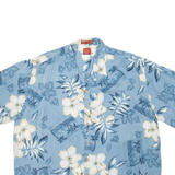 EZ'S Mens Hawaiian Shirt Blue Floral 2XL