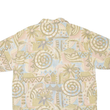 COCONUT CLUB Mens Hawaiian Shirt Brown Crazy Pattern L