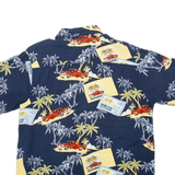 KNIGHTSBRIDGE Mens Hawaiian Shirt Blue Crazy Pattern L