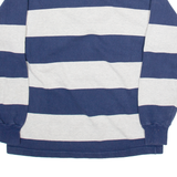 THE REAL BARBARIAN Mens Polo Shirt Blue Striped Long Sleeve XL