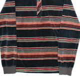 CHEMISE ET CIE Mens Polo Shirt Black Suede Striped Long Sleeve S