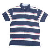 TOMMY HILFIGER Mens Polo Shirt Blue Striped M