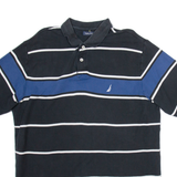 NAUTICA Mens Polo Shirt Black Striped L