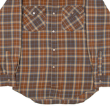 PALERMO Mens Shirt Brown Check Long Sleeve S