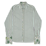 TED BAKER Mens Formal Shirt Green Striped Long Sleeve M