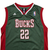 ADIDAS Milwaukee Bucks Boys Jersey Green Sleeveless USA V-Neck L