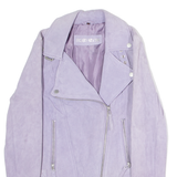 FREAKY NATION Womens Biker Jacket Purple Leather Suede XS