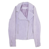 FREAKY NATION Womens Biker Jacket Purple Leather Suede XS