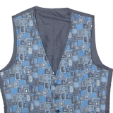 CLINIC Mens Blazer Waistcoat Blue 90s Crazy Pattern M
