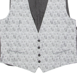 Mens Blazer Waistcoat Silver Floral L