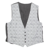 Mens Blazer Waistcoat Silver Floral L