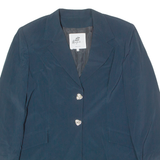 E MAGIA Womens Blazer Jacket Blue Viscose 90s UK 24