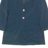 E MAGIA Womens Blazer Jacket Blue Viscose 90s UK 24