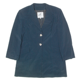 E MAGIA Womens Blazer Jacket Blue Viscose 90s UK 24