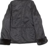 THE GREAT COAT COMPANY Womens Jacket Black Faux Suede 90s Hooded UK 18