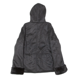 THE GREAT COAT COMPANY Womens Jacket Black Faux Suede 90s Hooded UK 18