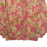 FUDA INTERNATIONAL Womens Track Jacket Red Silk Floral L