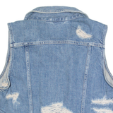 LEVI'S Distressed Womens Denim Gilet Blue XL