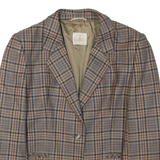Womens Blazer Jacket Brown Wool Check L
