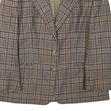 Womens Blazer Jacket Brown Wool Check L