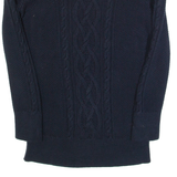 LAUREN RALPH LAUREN Womens Patterned Jumper Blue Cable Knit XS