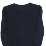 LAUREN RALPH LAUREN Womens Patterned Jumper Blue Cable Knit XS