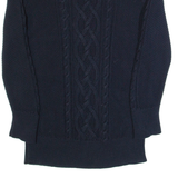 LAUREN RALPH LAUREN Womens Patterned Jumper Blue Cable Knit XS