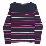 BARBOUR Hawkins Womens Patterned Jumper Blue Striped Tight Knit UK 8