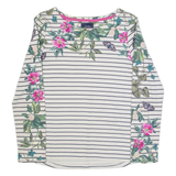 JOULES Womens Patterned Jumper White Striped Tight Knit UK 6