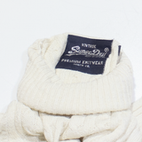 SUPERDRY Womens Jumper Cream Roll Neck Cable Knit UK 12