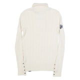 SUPERDRY Womens Jumper Cream Roll Neck Cable Knit UK 12