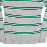 J.CREW Womens Patterned Jumper Green Striped Tight Knit Wool XXS