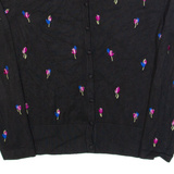 LAURA ASHLEY Womens Patterned Cardigan Black Floral Tight Knit UK 8