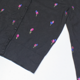 LAURA ASHLEY Womens Patterned Cardigan Black Floral Tight Knit UK 8