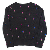 LAURA ASHLEY Womens Patterned Cardigan Black Floral Tight Knit UK 8