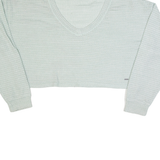 HOLLISTER Oversized Cropped Womens Jumper Blue V-Neck Open Knit S