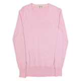 BARBOUR Summer Rose Womens Jumper Pink V-Neck Tight Knit UK 8