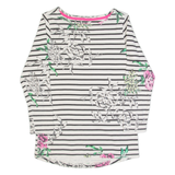 JOULES Womens Patterned Jumper White Striped Tight Knit UK 6