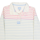 JOULES Womens Patterned Jumper Cream Striped Button Neck Tight Knit UK 10