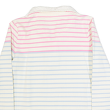 JOULES Womens Patterned Jumper Cream Striped Button Neck Tight Knit UK 10